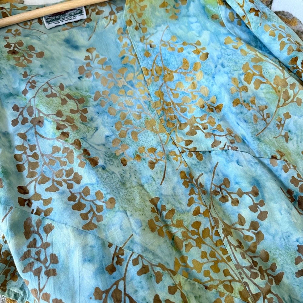Tienda Ho Tunic Boho Earthy Fairy Hippie Fern Leaf Asymmetrical Hem Blue Green - Picture 10 of 11